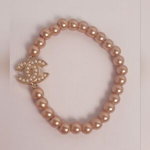 Champagne Color Faux Pearl Stretch Bracelet Chanel Pearl Extender